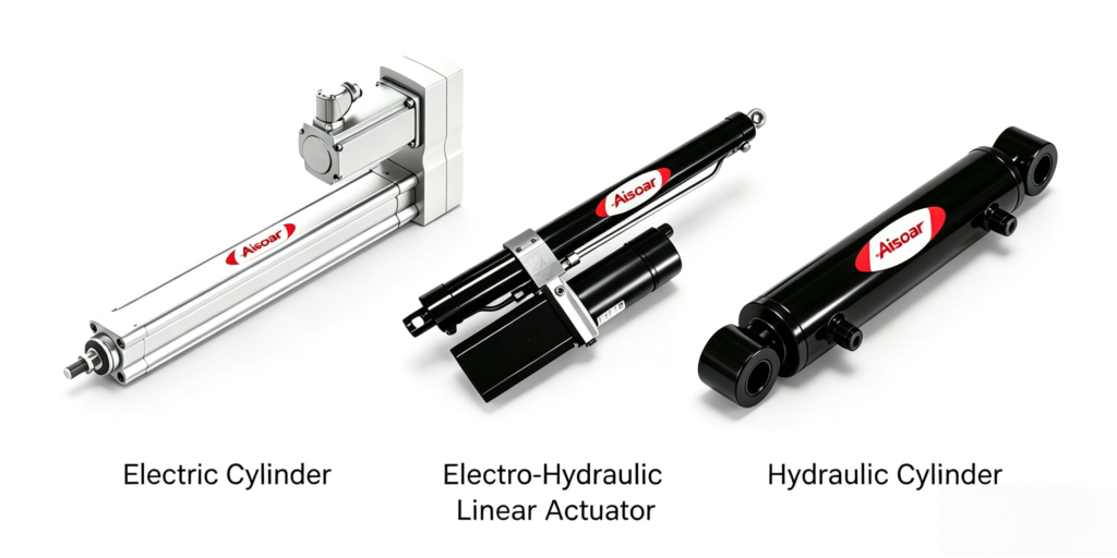 Cilindro elettrico vs. Attuatore lineare elettroidraulico vs. Cilindro idraulico