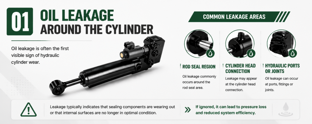 Oil leakage around hydraulic cylinders