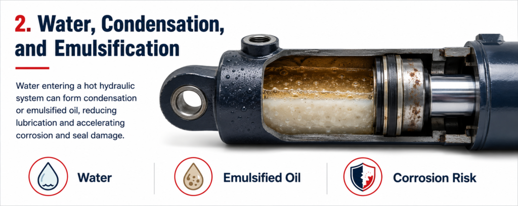 Water and Condensation Can Enter the Hydraulic System