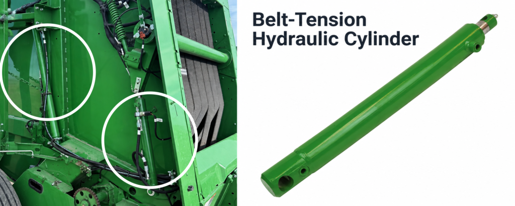 Belt hydraulic cylinder for baler